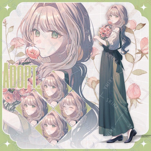 【adopt.27】花屋の女性【表情差分9種＋花】