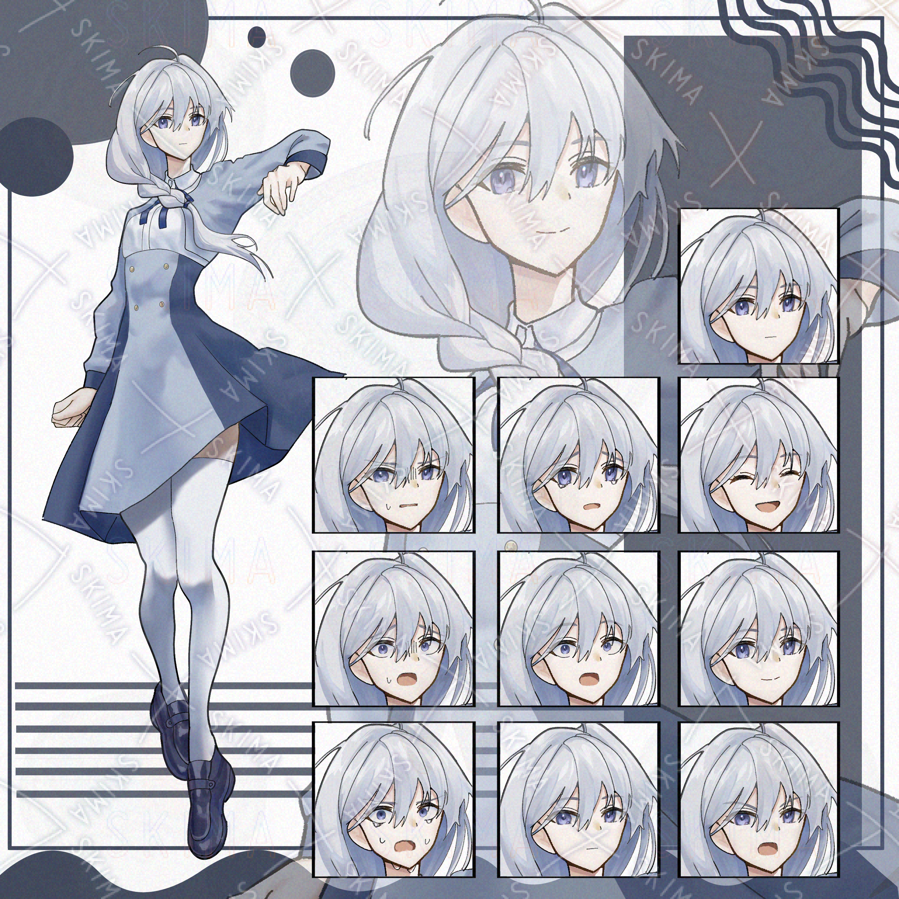 イラスト原画　銀髪少女の眼差し「ウクライナの女」 イラスト原画 銀髪少女の眼差し「ウクライナの女」 銀髪少女