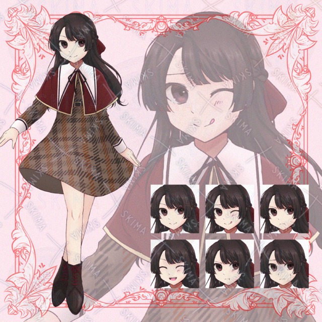 [Adopt7]黒髪ロングな女の子 表情6種