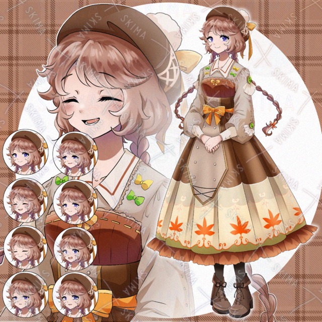 【表情差分8種】秋モチーフの女の子