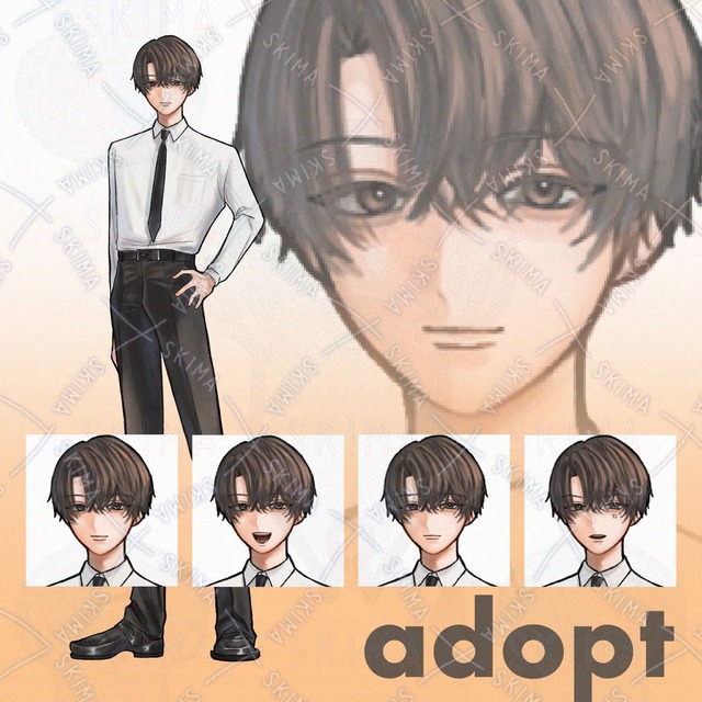 ワイシャツスーツの男性【表情差分4種】