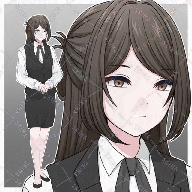 クールな雰囲気のスーツの女性【表情差分10種】