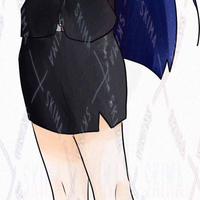 スーツを着た青髪の女性のイラスト