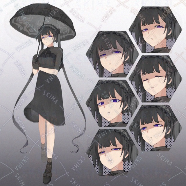 黒い日傘の女