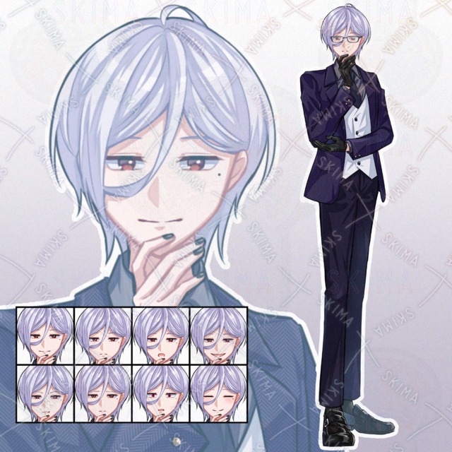 スーツの男性【表情8種類＋小物2種類】