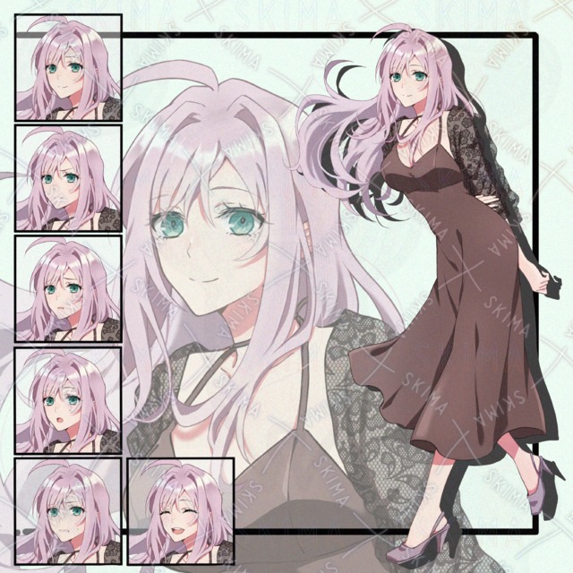 ワンピースの女性立ち絵　表情6種