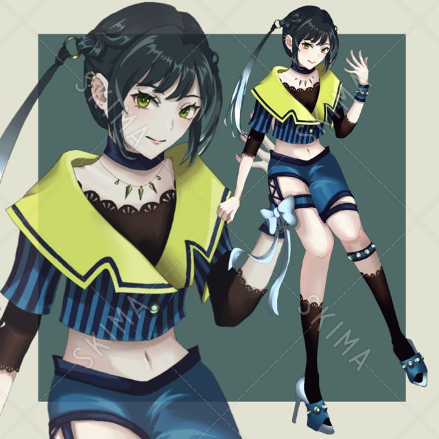 表情5種 リングエクステの女の子