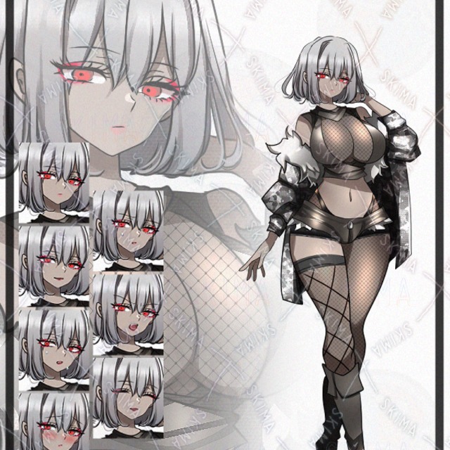 褐色銀髪の女性