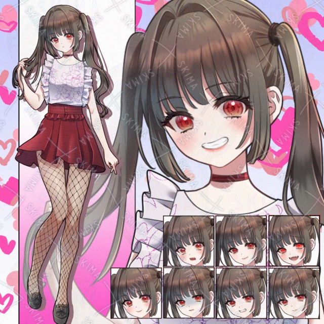 元気な地雷系ツインテールの女の子(表情差分9種)