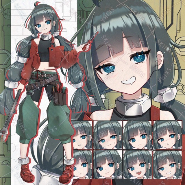 メカニックの小柄な女の子（表情差分8種）