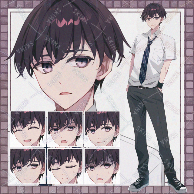 【表情７種】制服の男子