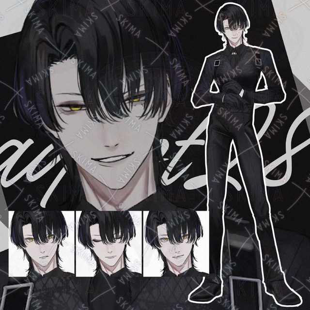 【表情差分5種】Adopt28　黒髪スーツ黒手袋の怪しげなお兄さん