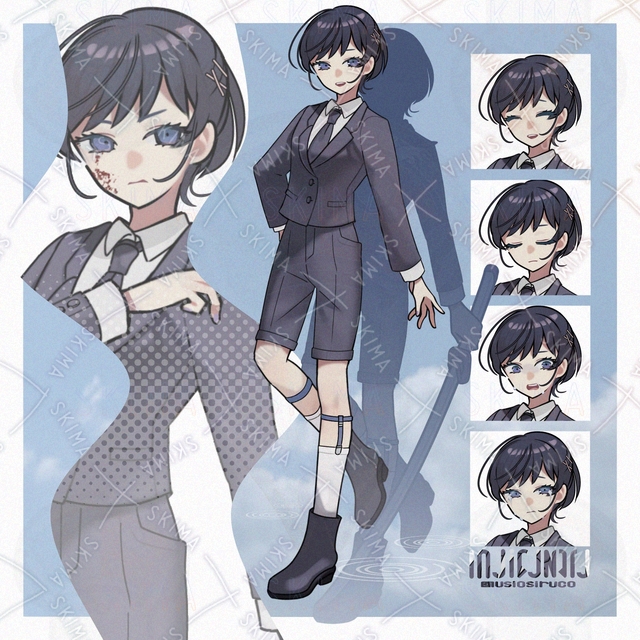 青いソックスガーターの子