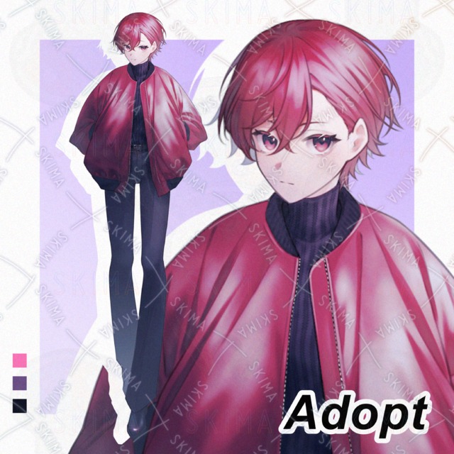 【Adopt】赤髪耳掛け少女 表情差分10種