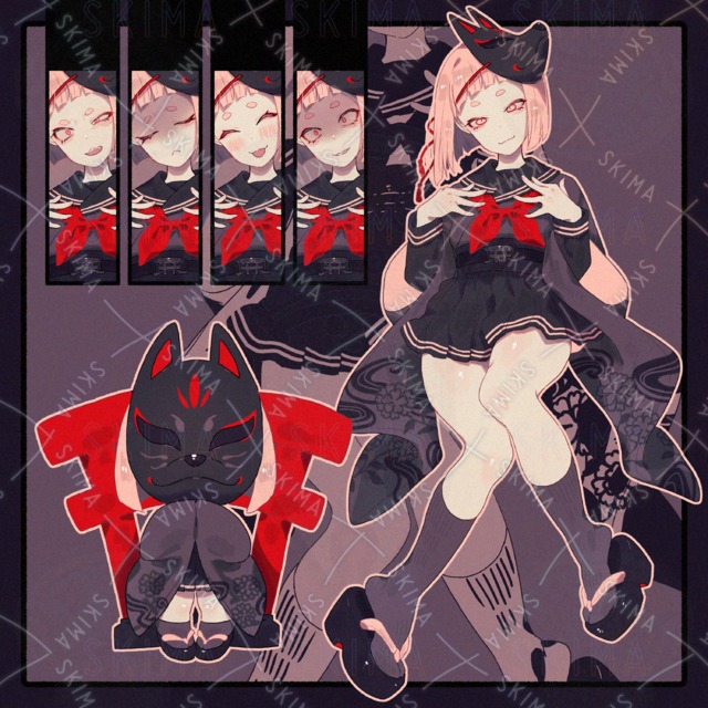 【立ち絵】セーラー狐面少女【TRPG】【デフォルメ】