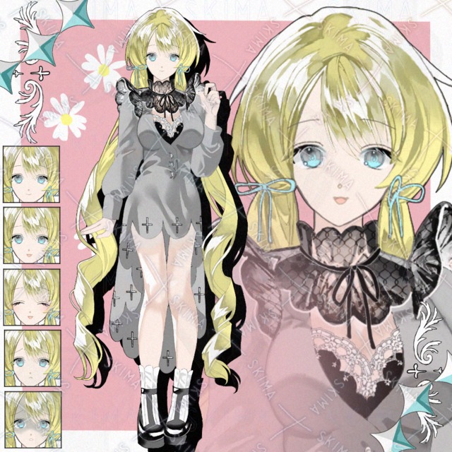 金髪の女の子(表情5種)