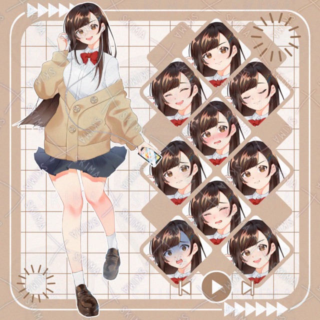 Adopt 表情9種＋イヤホン 商用利用可