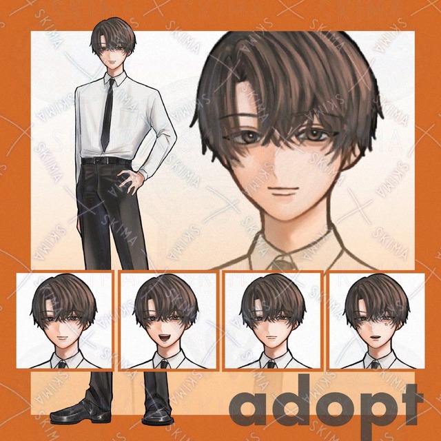 ワイシャツスーツの男性【表情差分4種】