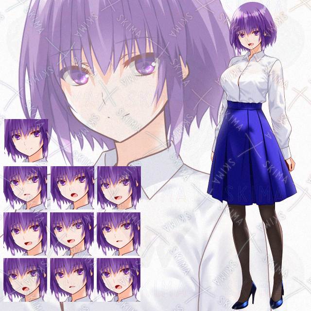 【表情10種】青スカート少女