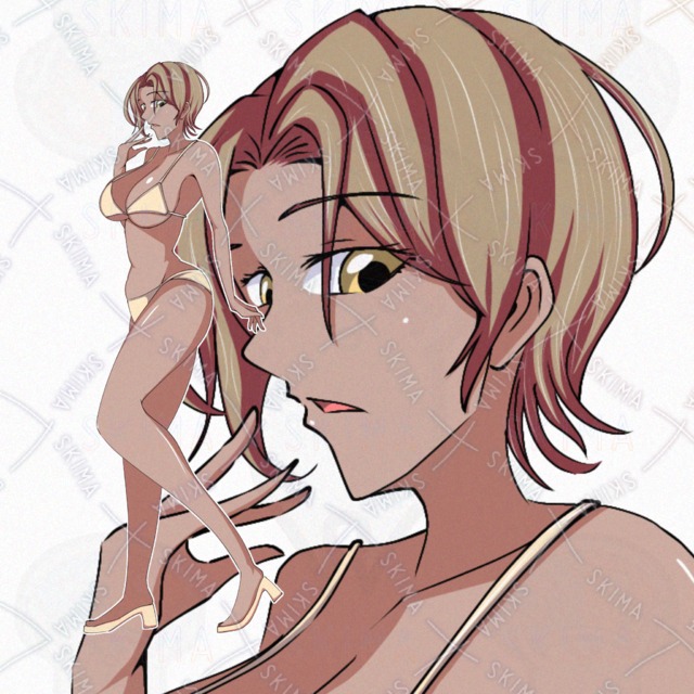 褐色水着女性