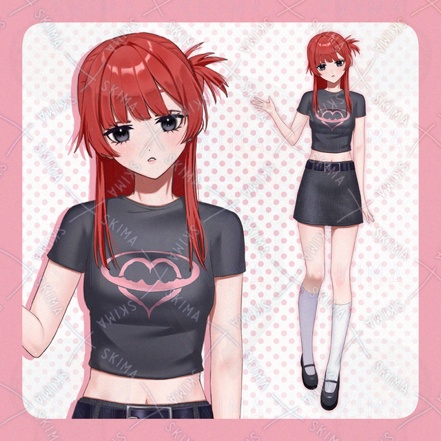 赤髪y2kファッションの女の子