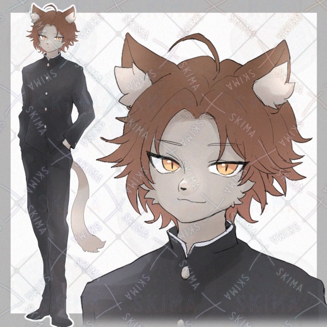 学ラン服の獣人くん【表情8種類】
