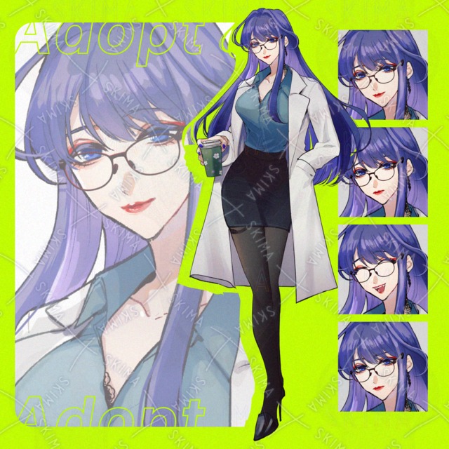 [Adopt] 白衣の女性　表情差分通常＋3種