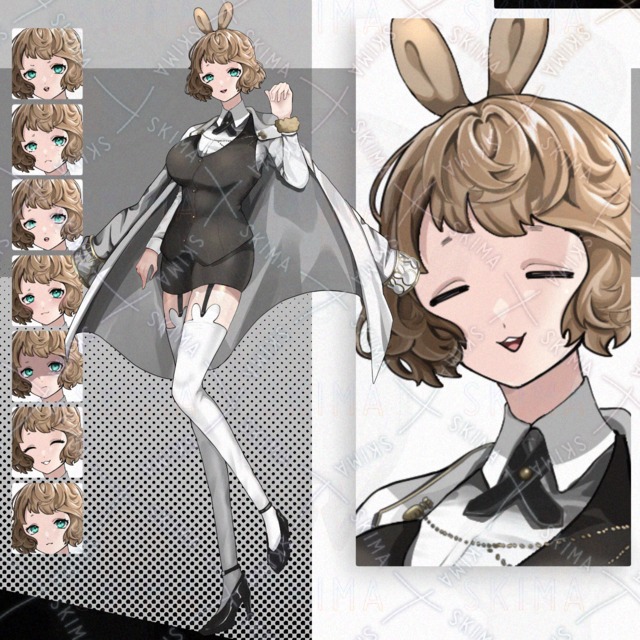 【表情差分9種】ウサギスーツ女の子