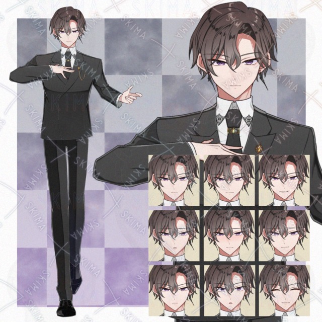 表情差分9枚　男性キャラ　立ち絵