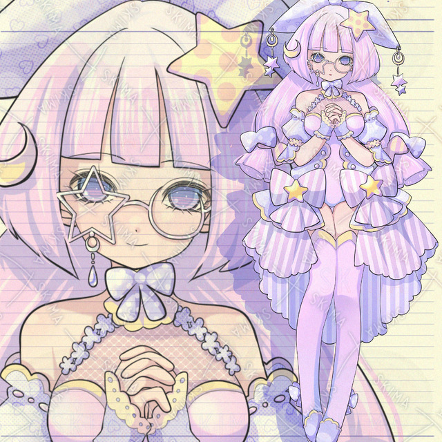 【表情6種】星とリボンの女の子