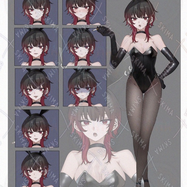赤メッシュウルフのバニーガール
