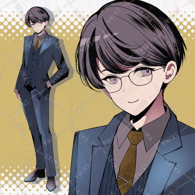眼鏡のスーツ男性　表情５種