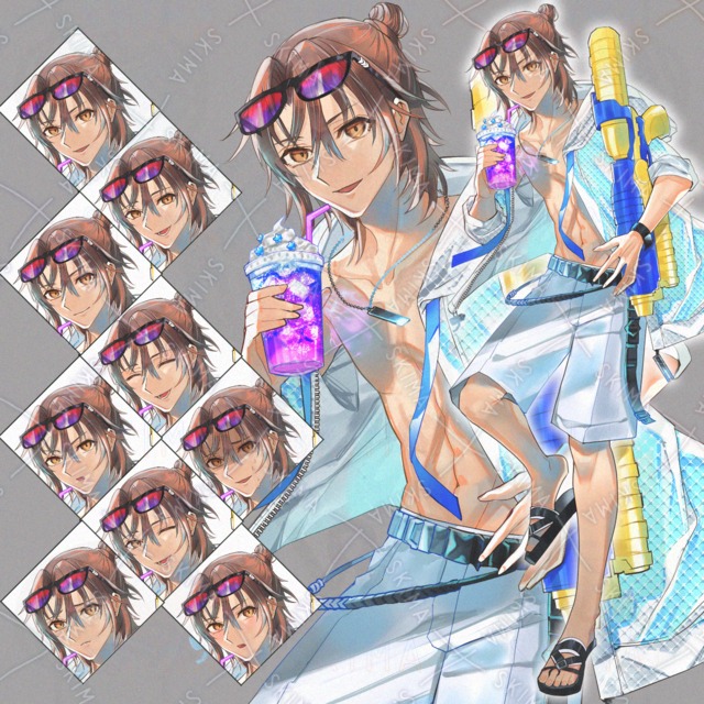パーカー水着の男性