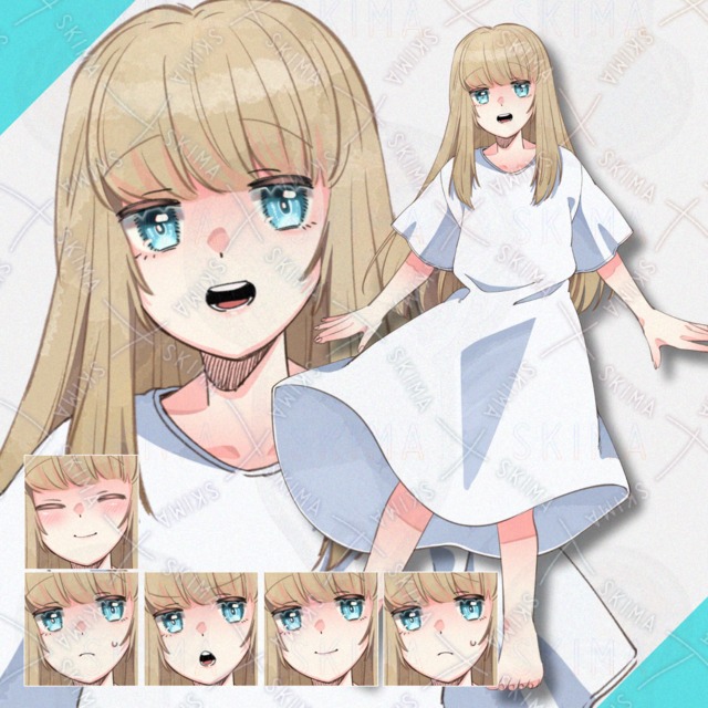 金髪碧眼少女立ち絵【表情6種】