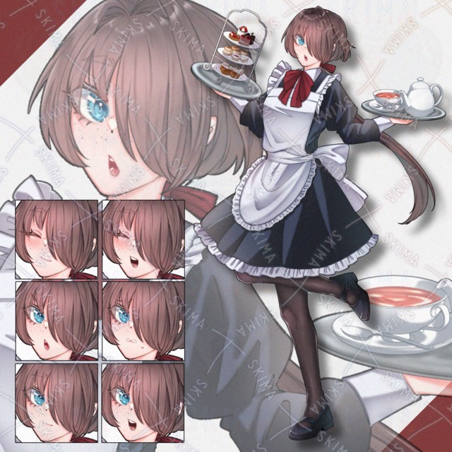 片メカクレそばかすメイド【表情7種】