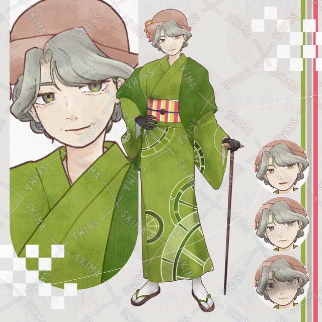 【和服/差分6種】春イメージ、年配の女性