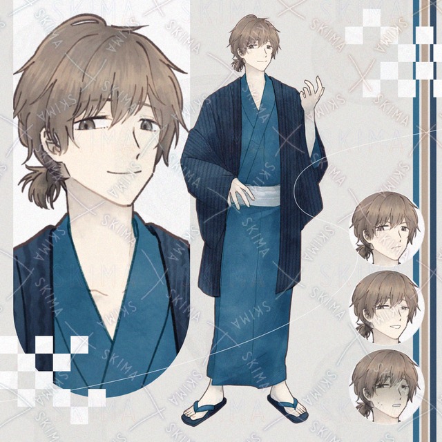 【和服・和風アレンジ/差分5種】夏をイメージした男性