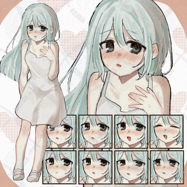 【表情差分10種】白いワンピースの女の子