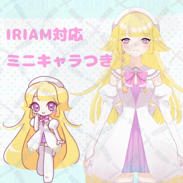 ミニキャラ付き　金髪ハーフツインの女の子