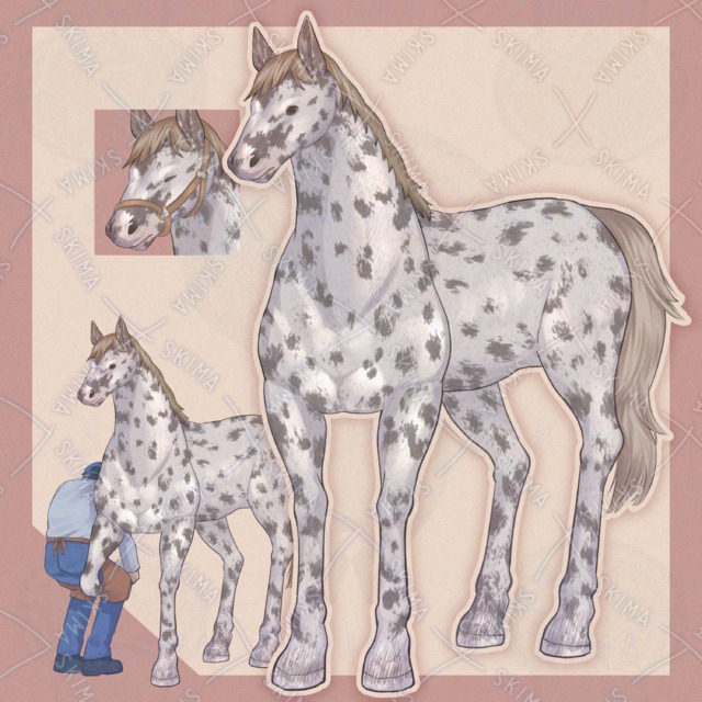 【立ち絵 Adopt】馬/斑毛/作業