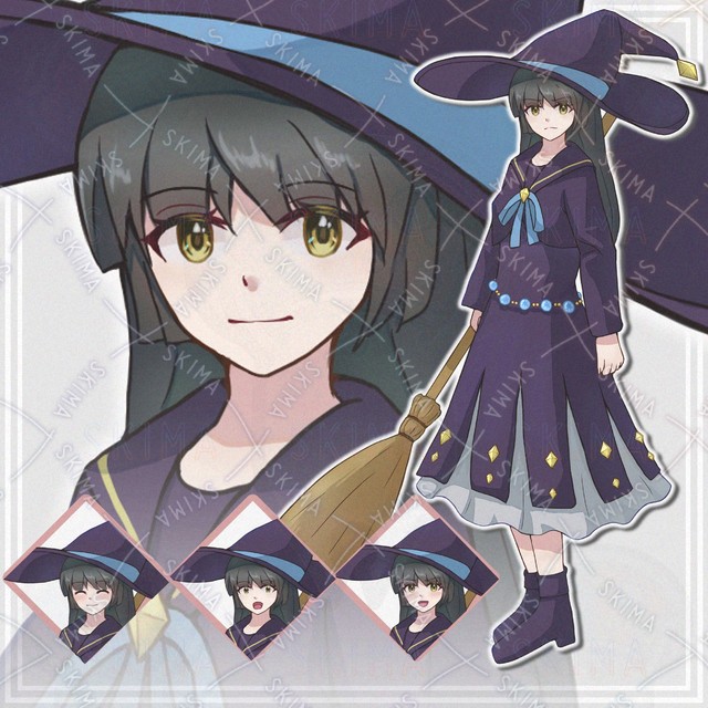 【表情8種】黒髪魔女【立ち絵】