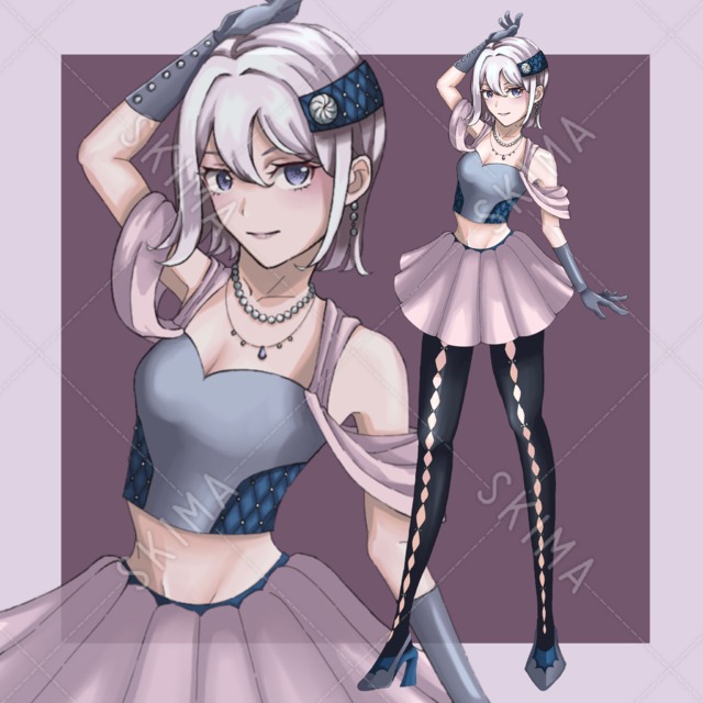 表情5種 白髪ボブの女の子