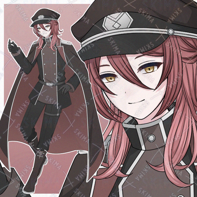 長髪の軍服の青年【表情差分10種】