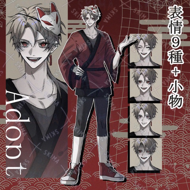 金髪のお祭り男【表情9種+小物】
