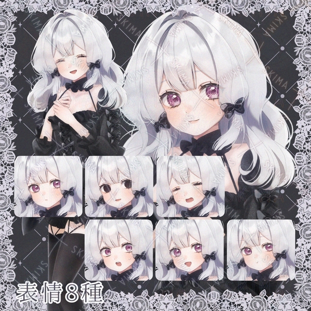 白髪の女の子(表情8種)