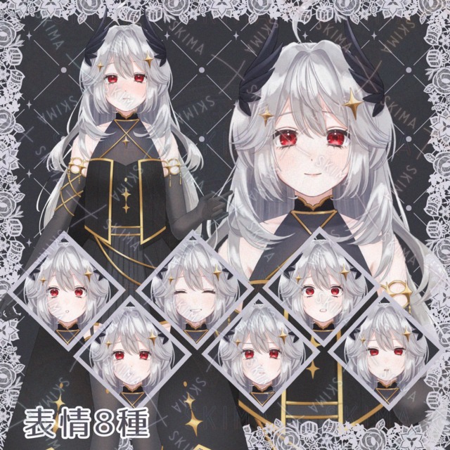 銀髪の女の子(表情8種)