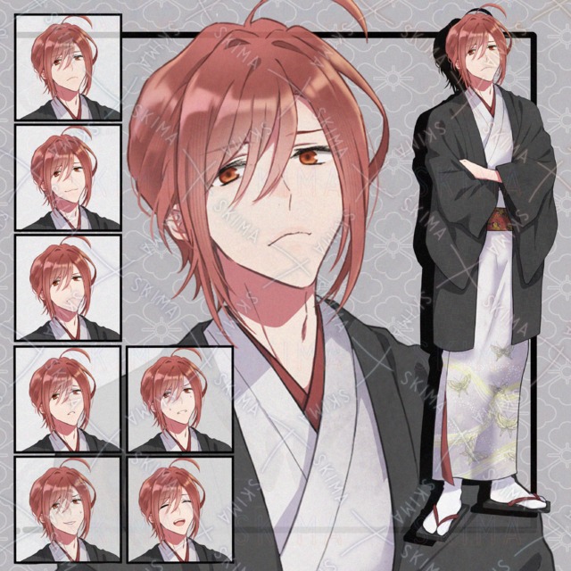 和服の男性立ち絵　表情7種