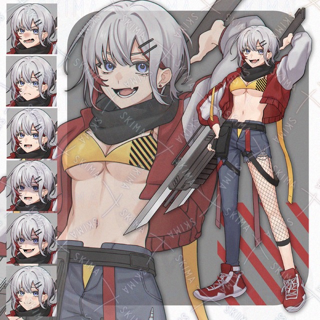 大きい武器を持った女の子