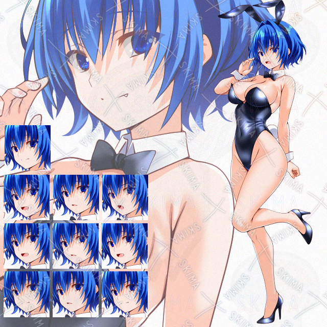 【表情10種】青髪黒バニーさん