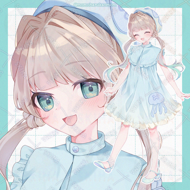 【衣装2種＆表情5種】海色ワンピースの女の子【夏服・冬服】